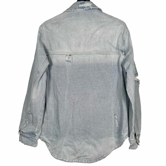 Signature 8 Distressed Denim Shacket - Picture 4 of 10